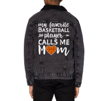 My Favorite Basketball Player Calls Me Mom 70s Unisex Sherpa-lined Denim Jacket | Artistshot