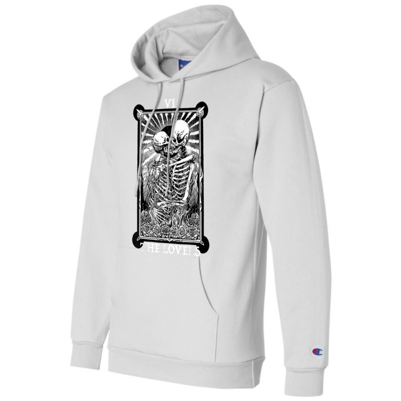 The Lovers Vintage Tarot Card Occult Skeletons Sup Champion Hoodie | Artistshot