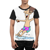 Waterskiing Dad On Vacation Yellow Graphic T-shirt | Artistshot