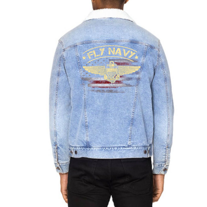 Classic Naval Officer Pilot Wings Long Sleeve T Sh Unisex Sherpa-Lined Denim Jacket by heffopance | Artistshot