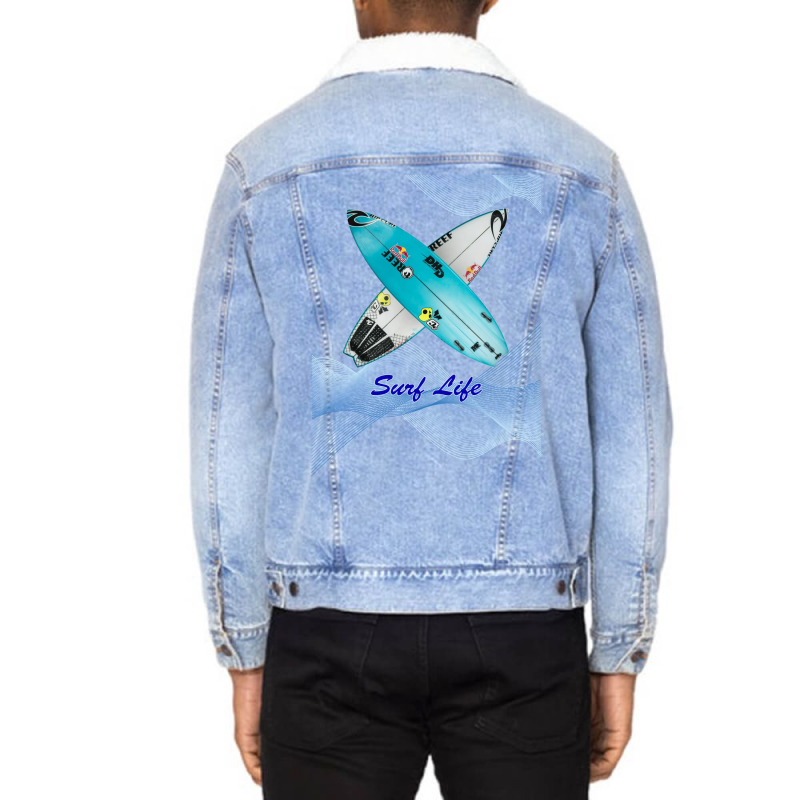 Surfboard Surf Life 80s Unisex Sherpa-lined Denim Jacket | Artistshot