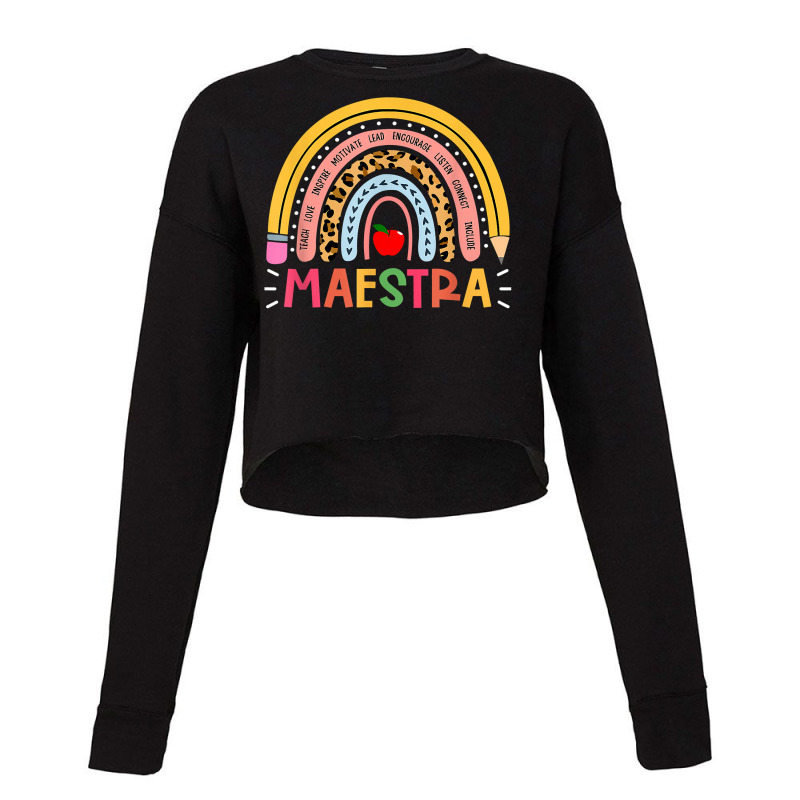 Maestra Proud Spanish Teacher Bilingual Teacher Cu Cropped Sweater by saterseim | Artistshot