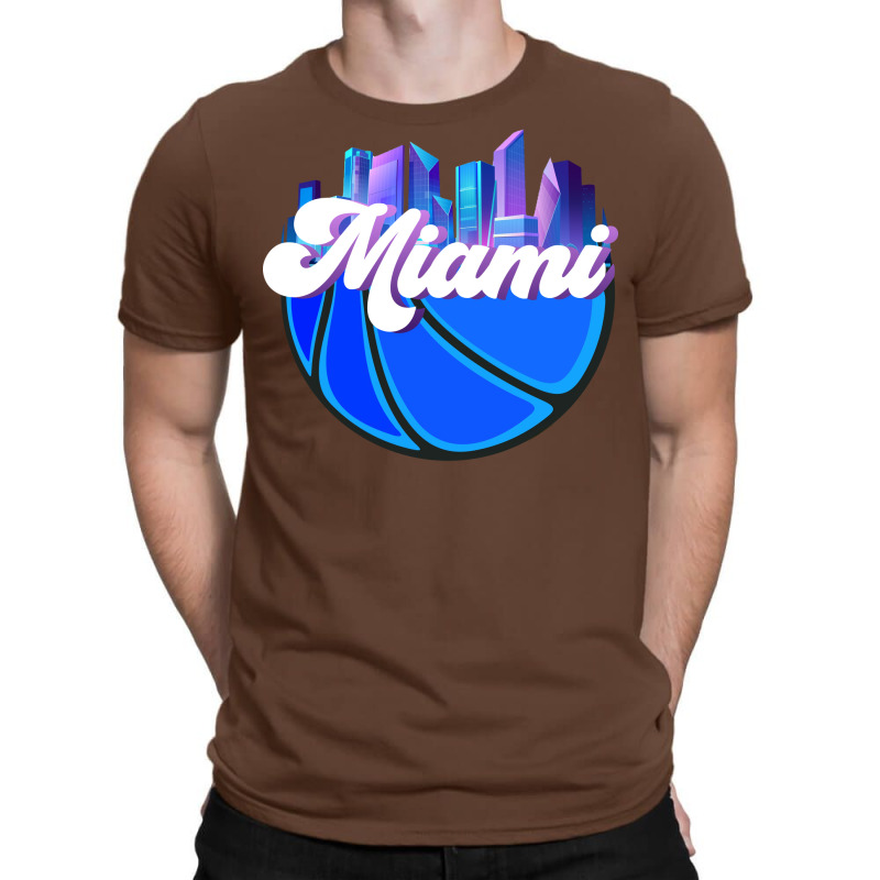 Vintage Miami Florida Cityscape Retro Basketball R T-Shirt by lindeaucterr | Artistshot