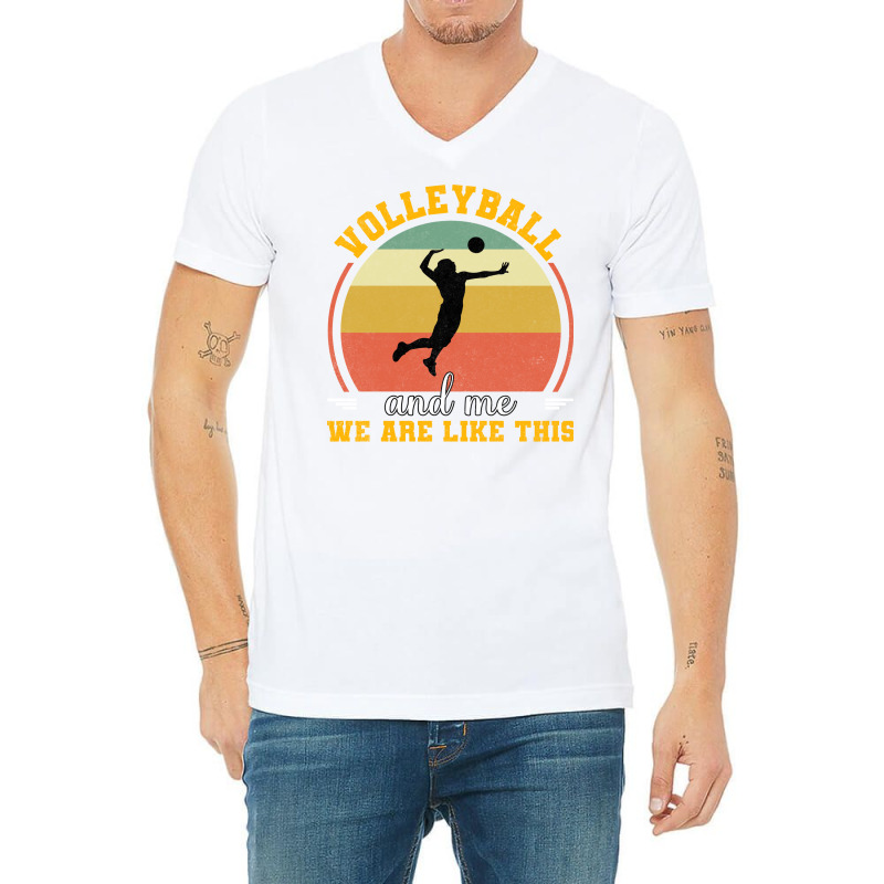 Volleyball And Me We Are Like This Aesthetic V-neck Tee | Artistshot