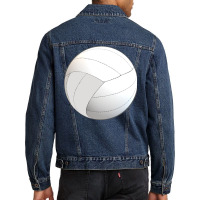 Volleyball Lovers Floating Volleyball White Backgr Men Denim Jacket | Artistshot