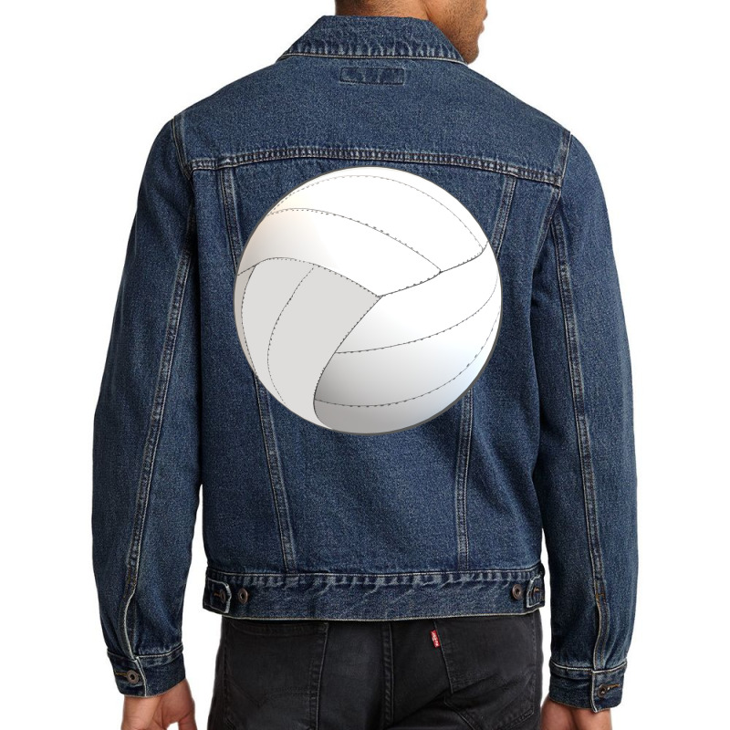 Volleyball Lovers Floating Volleyball White Backgr Men Denim Jacket by lindeaucterr | Artistshot