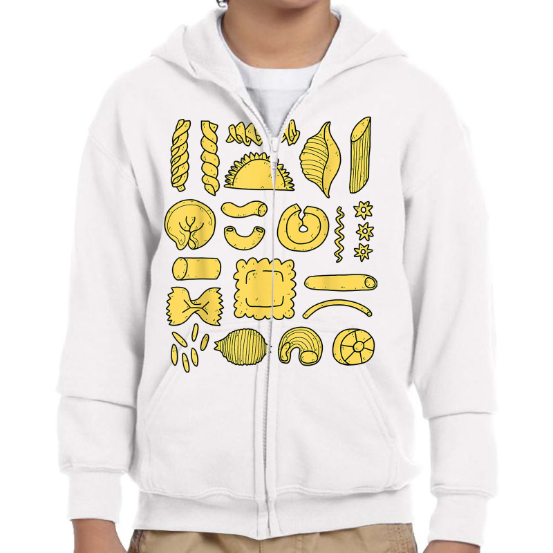 Pasta Noodles Spaghetti, Penne, Tortellini, Farfal Youth Zipper Hoodie by scrabeck | Artistshot