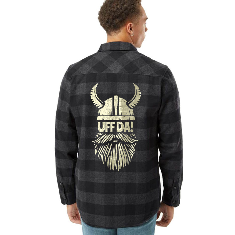 Uff Da Norwegian Quote Scandinavian Viking Helmet Flannel Shirt | Artistshot