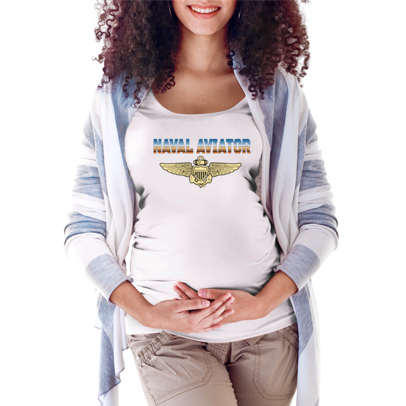 Fly Naval Aviator Classic Naval Officer Pilot Wing Maternity Scoop Neck T-shirt by africaka | Artistshot