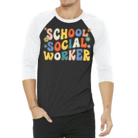 Groovy School Social Worker Coping Skills Back To 3/4 Sleeve Shirt | Artistshot