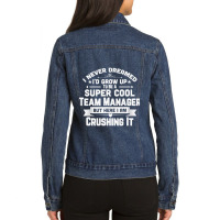 Super Cool Team Manager Funny Golf Swim Ladies Denim Jacket | Artistshot