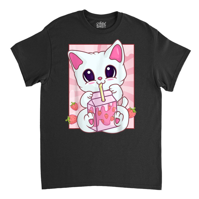 Strawberry Milkshake Cat For Women Girls, Kawaii A Classic T-shirt by aiiluurosy | Artistshot