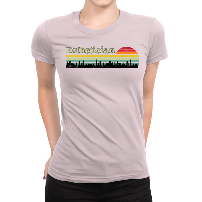 Esthetician Retro Sunset Skyline Design Ladies Fitted T-shirt | Artistshot