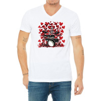 Skeleton Drummer Valentines Day Rock N Roll Drum M V-neck Tee | Artistshot