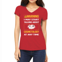 Funny Yellow Warning Cosmetology Cosmetoloist Cool Women's V-neck T-shirt | Artistshot