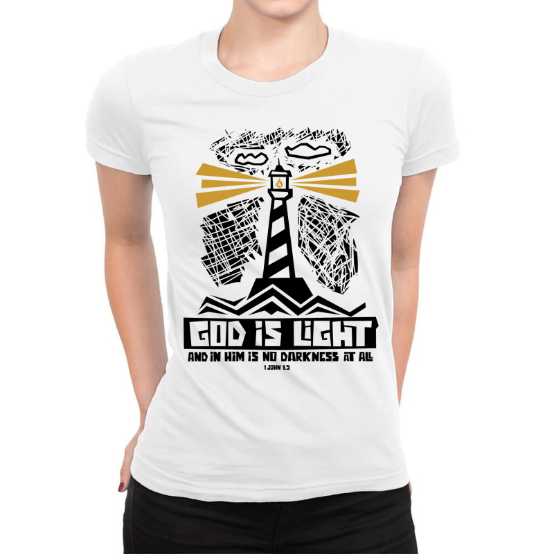 Bible Art God Is Light Music Ladies Fitted T-Shirt by sarkinpopocan | Artistshot