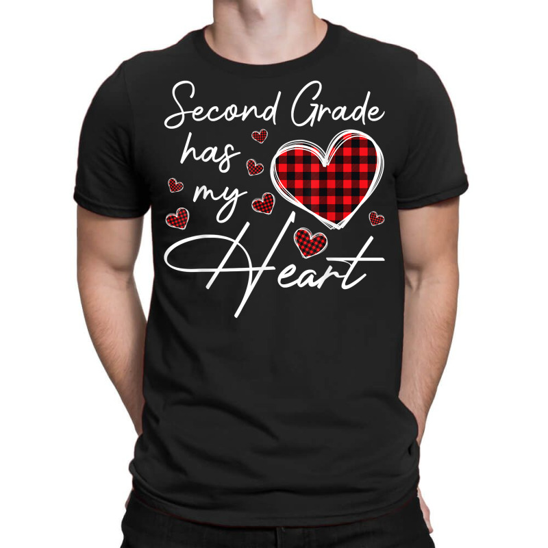 Second Grade Has My Heart Plaid Teacher Valentines T-shirt | Artistshot