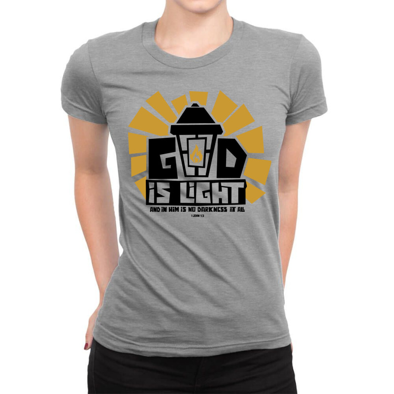 Bible Art God Is Light 70s Ladies Fitted T-Shirt by klinckbedoreh | Artistshot