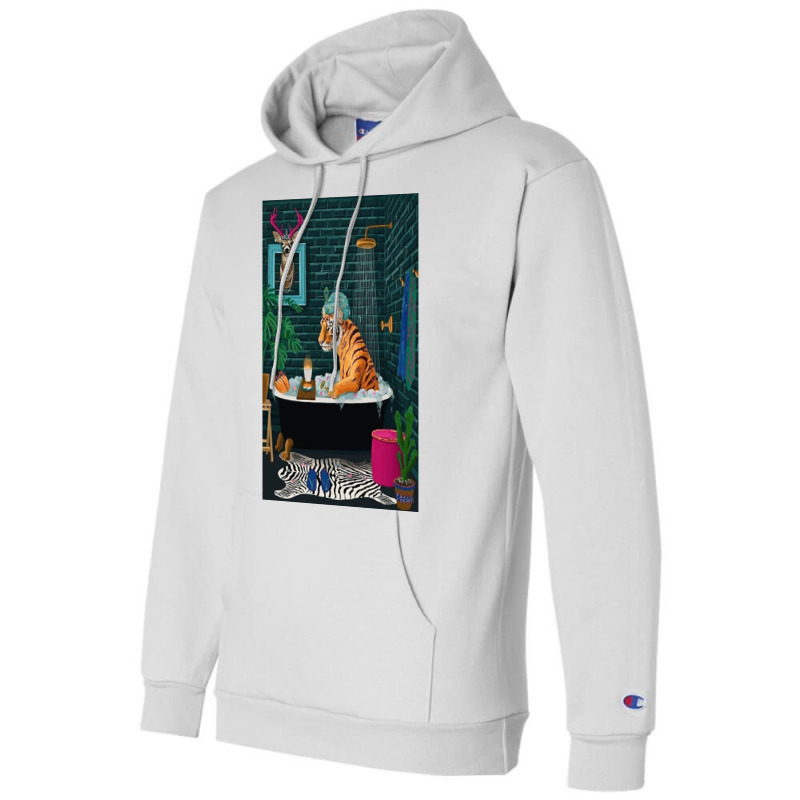 Tiger In A Bathtub Champion Hoodie | Artistshot