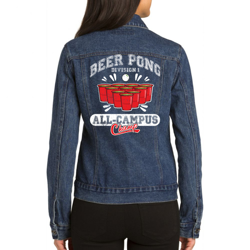 Beer Pong All Campus Champ 70s Ladies Denim Jacket by kammesdumontp | Artistshot