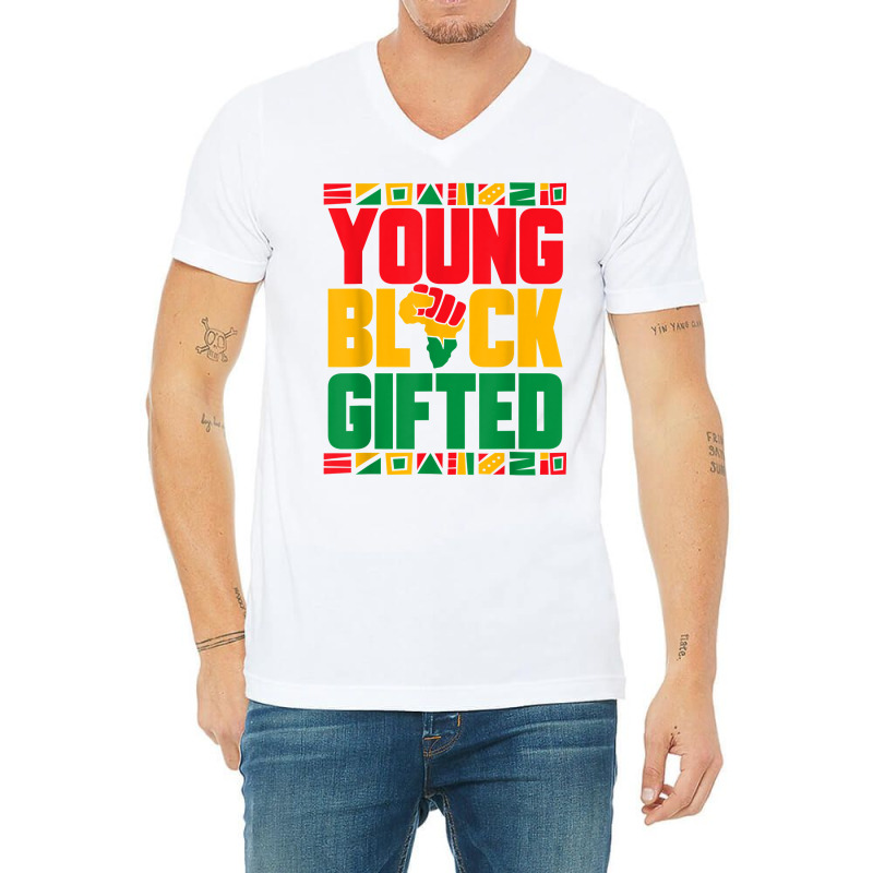 Black History Month Girls Boys Young Black Gifted V-neck Tee | Artistshot