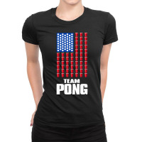 Beer Pong American Flag T Shirt 4th Of July Merica Ladies Fitted T-shirt | Artistshot