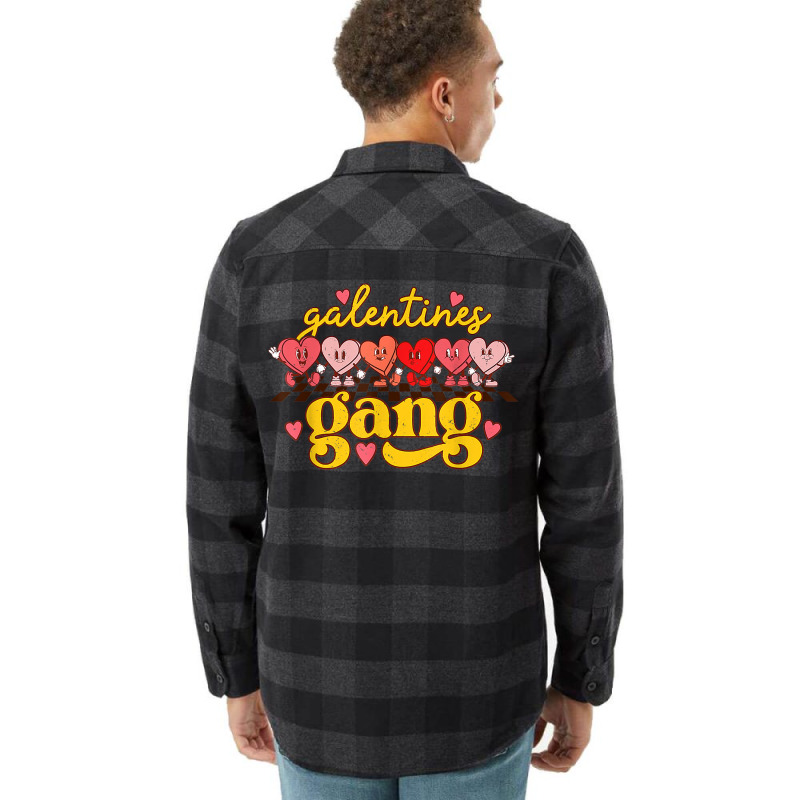 Galentines Gang Retro Groovy Checkered Valentine D Flannel Shirt | Artistshot