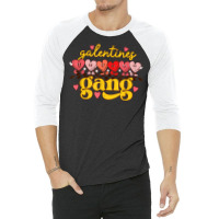 Galentines Gang Retro Groovy Checkered Valentine D 3/4 Sleeve Shirt | Artistshot