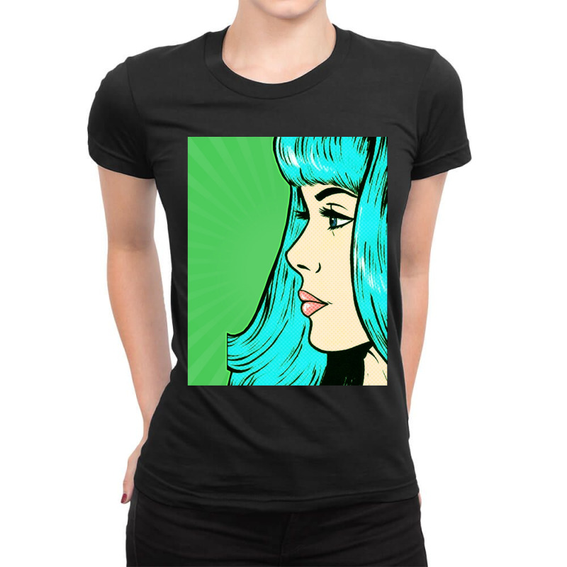 Dramatic Green Pop Art Ladies Fitted T-Shirt by NANCYLTICKLE-SUMMERS | Artistshot