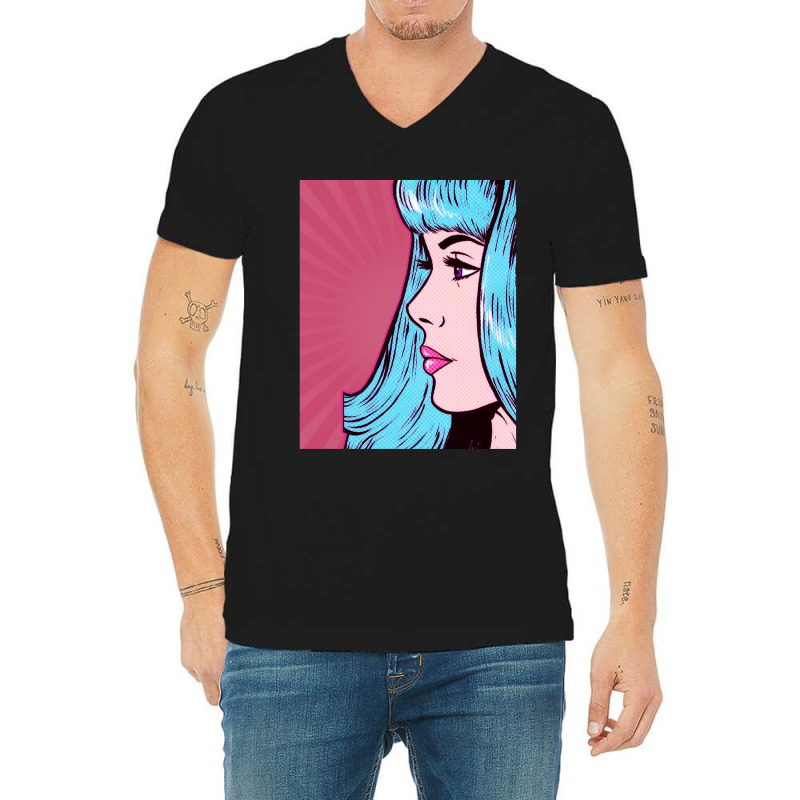 Dramatic Pink Pop Art V-Neck Tee by NANCYLTICKLE-SUMMERS | Artistshot