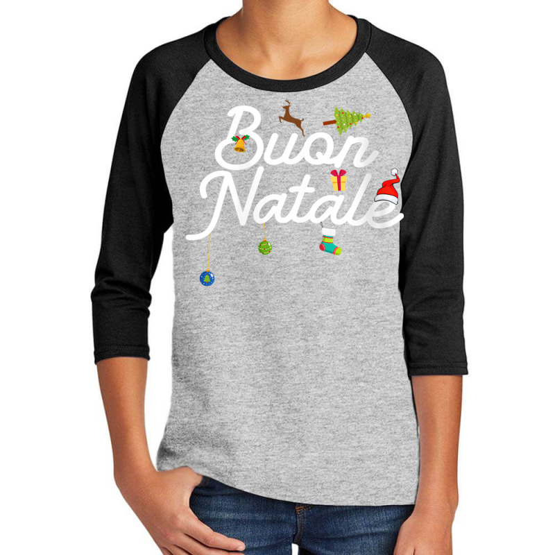 Womens Italian Christmas Buon Natale V Neck T Shir Youth 3/4 Sleeve by wafaha | Artistshot