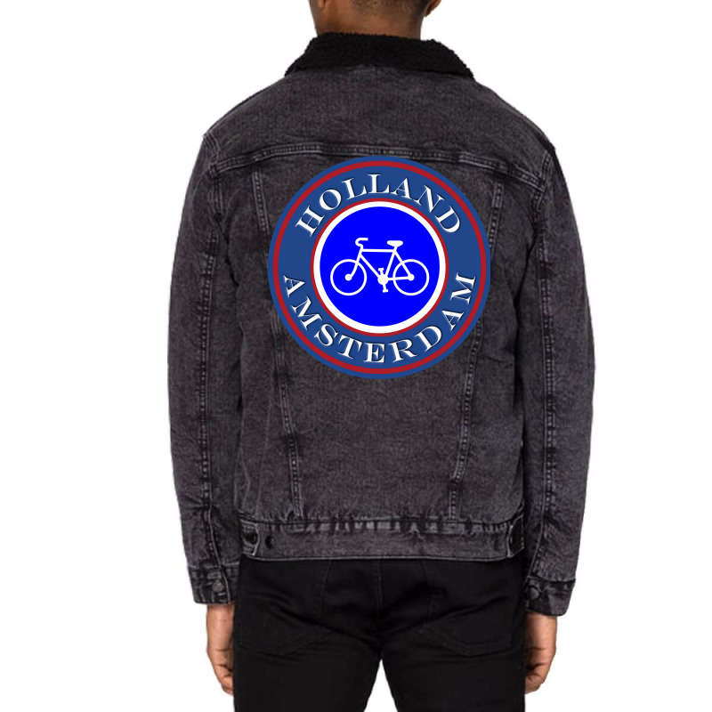 Holland Amsterdam Bicycles Only Tshirt Passport St Unisex Sherpa-lined Denim Jacket | Artistshot