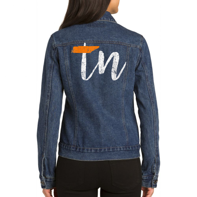 Tennessee State Flag Orange And White Home Shirt D Ladies Denim Jacket by catricegar | Artistshot