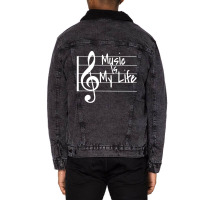 Music Is My Life Musical Note Unisex Sherpa-lined Denim Jacket | Artistshot