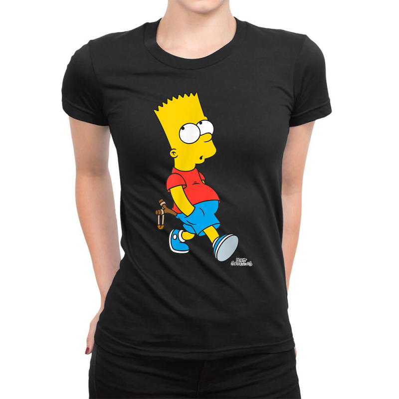 The Simpsons Bart Simpson With Slingshot T Shirt Ladies Fitted T-Shirt by corindul | Artistshot