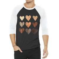 Diversity Heart Skin Tones Black Pride Melanin Kin 3/4 Sleeve Shirt | Artistshot