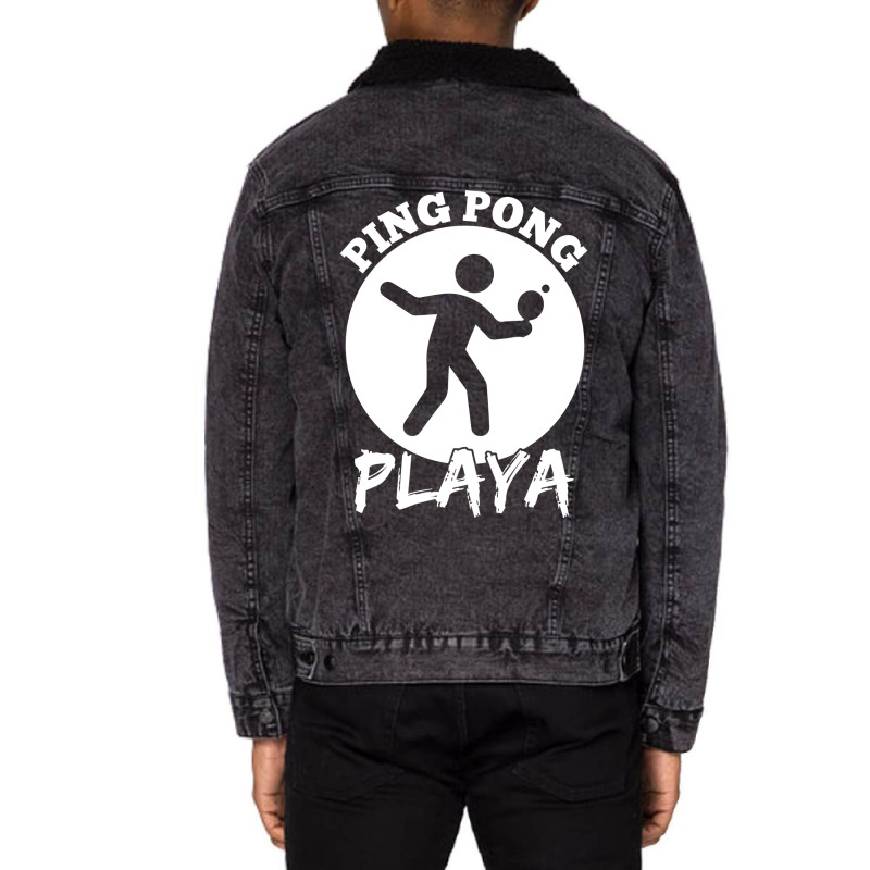 Ping Pong Playa Funny Table Tennis Design Hipster Unisex Sherpa-Lined Denim Jacket by balismuta0 | Artistshot