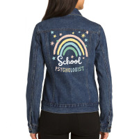 School Psychologist Rainbow Quote Quote Ladies Denim Jacket | Artistshot