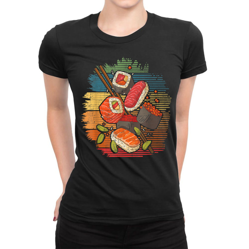 Sushi Retro Art   Japan Japanese Food Lover Cuisin Ladies Fitted T-Shirt by tamicam | Artistshot