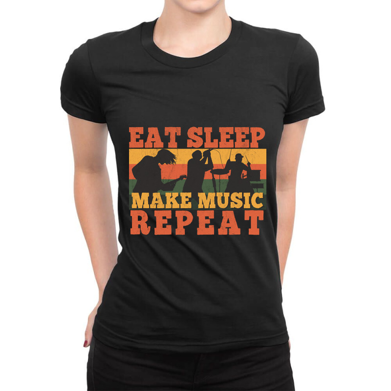 Trending Eat Sleep Soccer Repeat Funny Musician T- Ladies Fitted T-Shirt by rebeccacameron | Artistshot