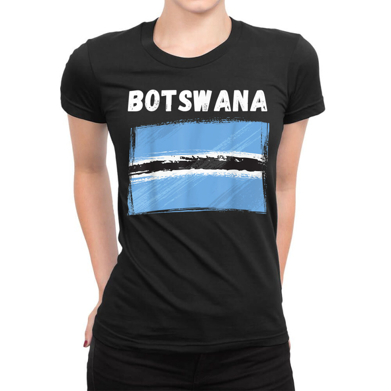 Botswana Flag Vintage Grunge Batswana Flag Botswan Ladies Fitted T-Shirt by ginen | Artistshot