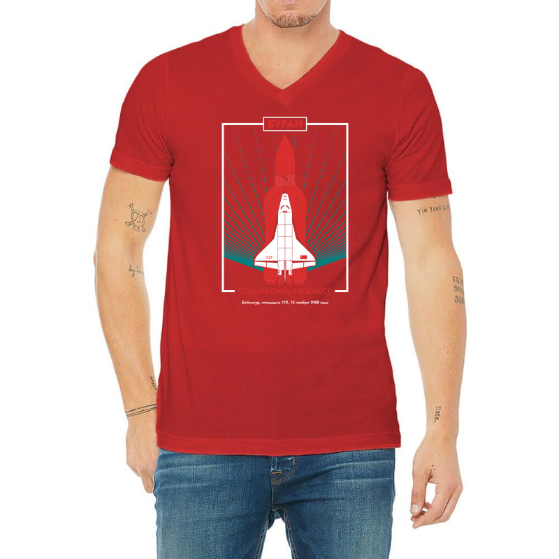 Buran Soviet Shuttle Orbiter Vintage Poster V-neck Tee | Artistshot