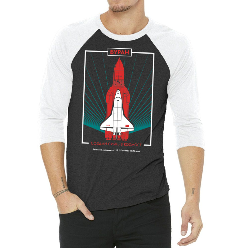 Buran Soviet Shuttle Orbiter Vintage Poster 3/4 Sleeve Shirt | Artistshot