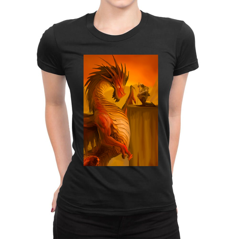 Hot Trend Fantasy Dragon And Knight Art Ladies Fitted T-Shirt by Duongthithanh75 | Artistshot