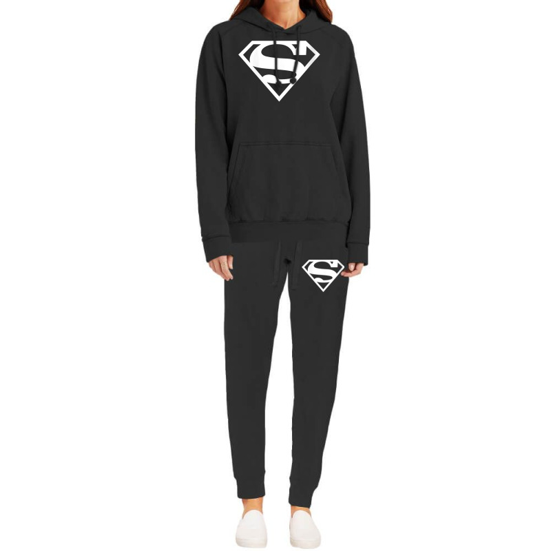 Womens Supergirl White & Pink Shield V Neck T Shir Hoodie & Jogger Set | Artistshot