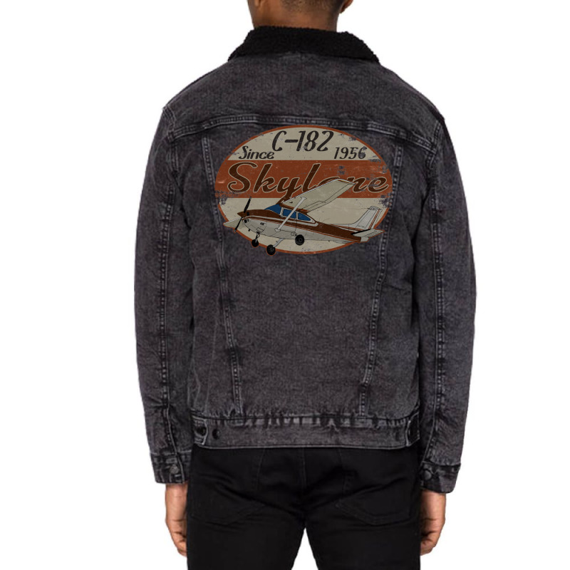 Cessna 182 Skylane Since 1956 Retro Vintage Airpla Unisex Sherpa-lined Denim Jacket | Artistshot