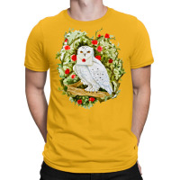 Sticker With Watercolor Illustration. White Owl Wi T-shirt | Artistshot