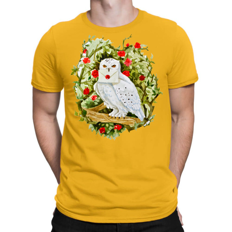 Sticker With Watercolor Illustration. White Owl Wi T-Shirt by gwozdztobackn | Artistshot