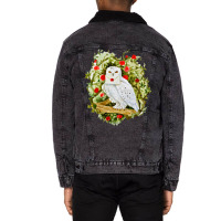 Sticker With Watercolor Illustration. White Owl Wi Unisex Sherpa-lined Denim Jacket | Artistshot