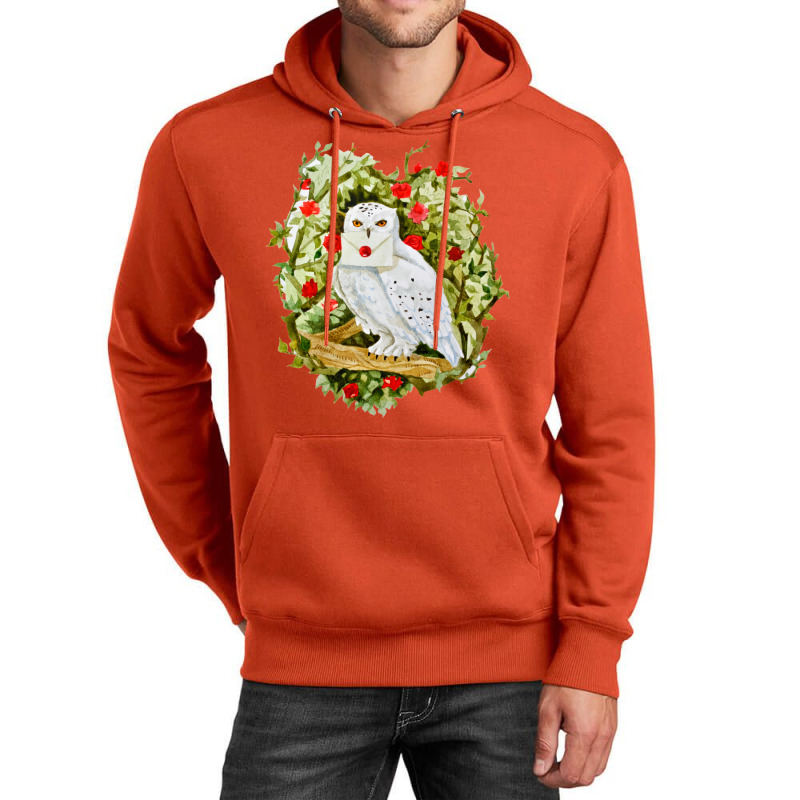 Sticker With Watercolor Illustration. White Owl Wi Unisex Hoodie by gwozdztobackn | Artistshot